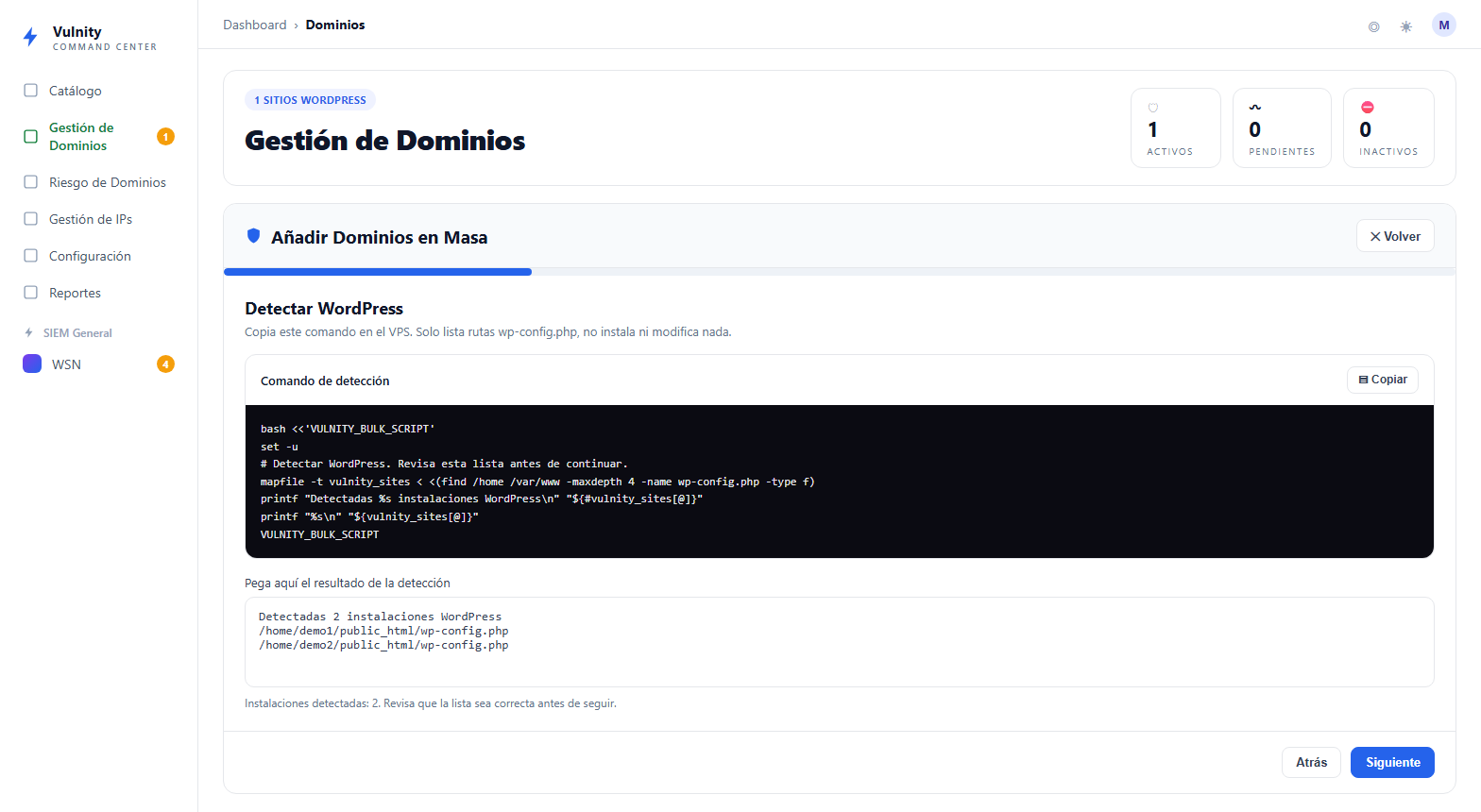 Detect WordPress installations on the server