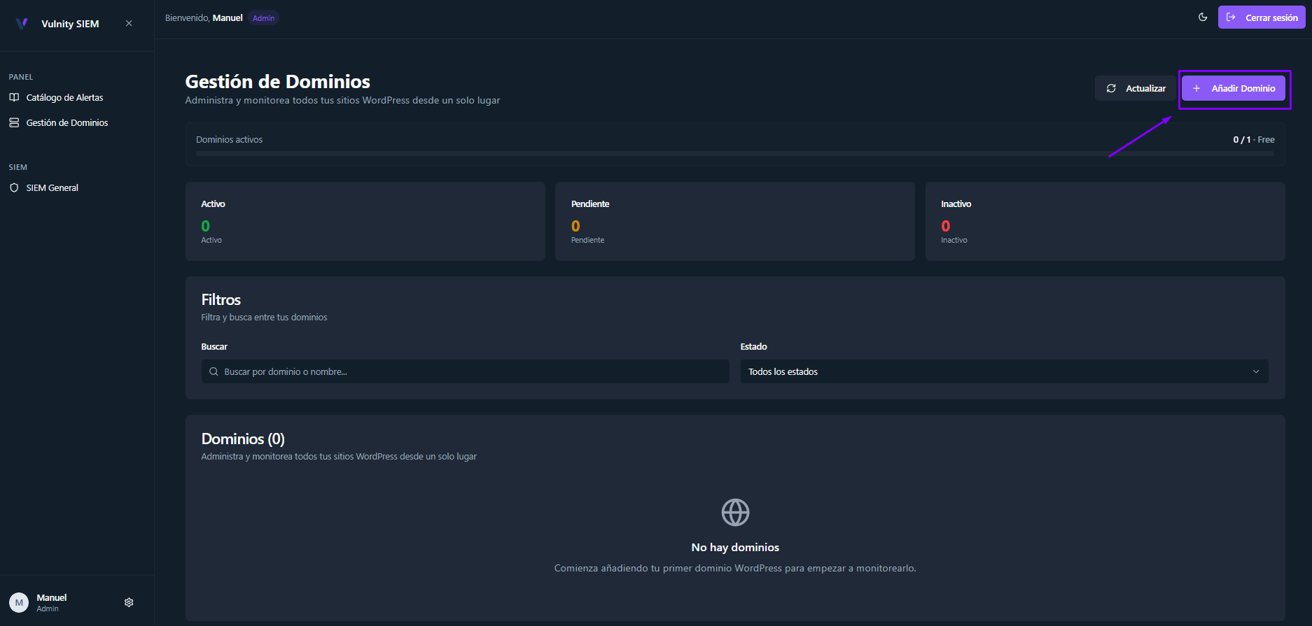 Domain Management Interface