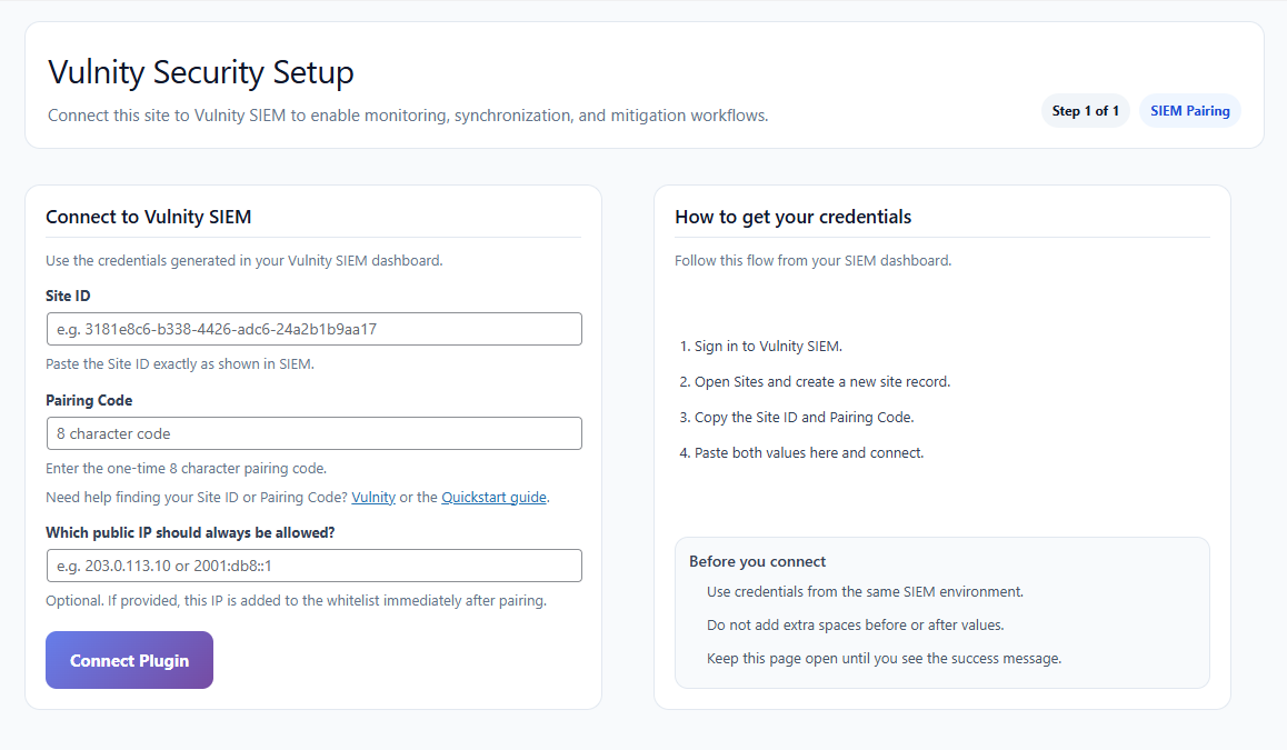 Plugin Configuration Form