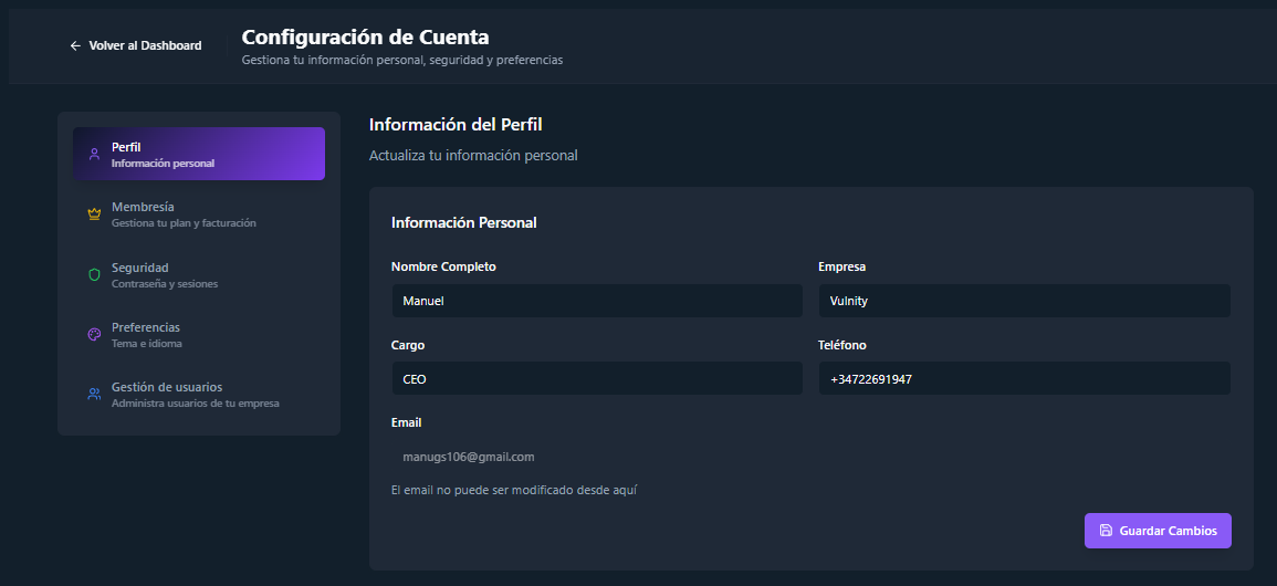 Profile Configuration Interface