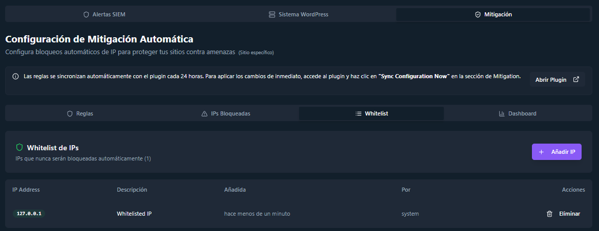 Whitelist interface
